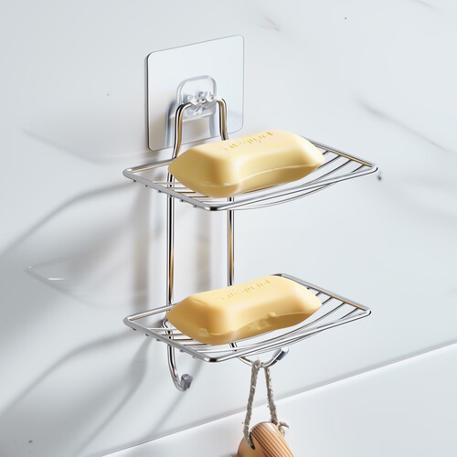 不锈钢浴室吸壁式单层沥水肥皂架