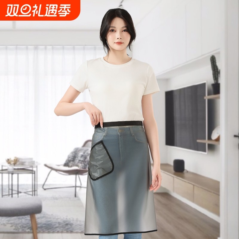 免洗半身围裙防水厨房加长加肥家用防油厨师耐脏外穿透明半截围腰