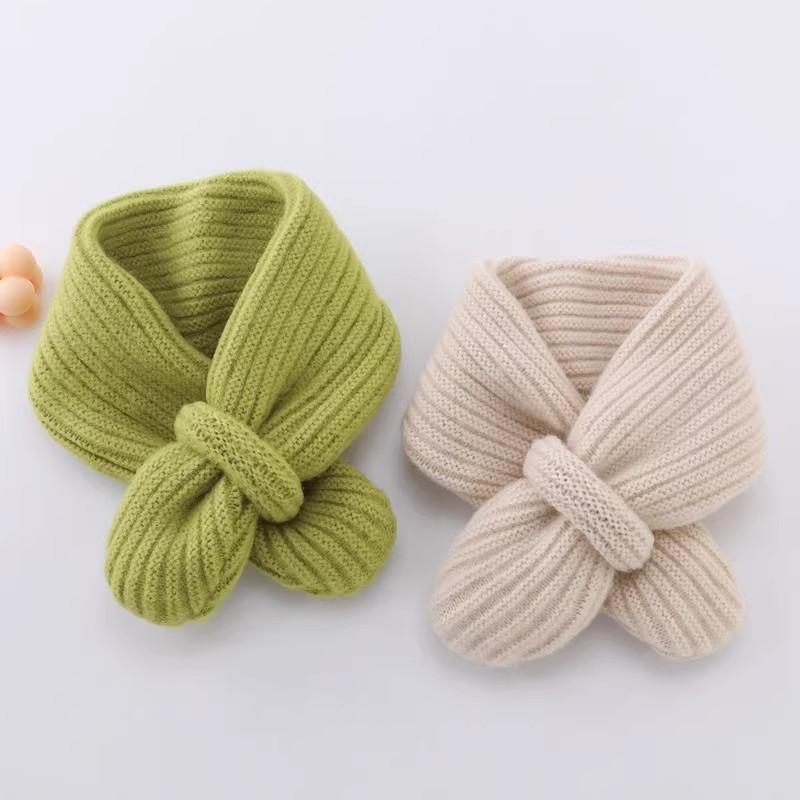 韩系宝宝围脖婴儿童秋冬季保暖围巾6-12个月3-6岁针织毛线交叉