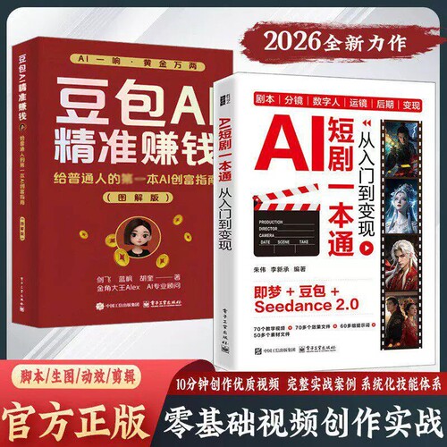 新手入门AIai短剧一本通制作从到变现豆包AI赚钱教程书教小白如何一部全流程创作实战AI技术指南时代轻松抖音视频创业零基础系统