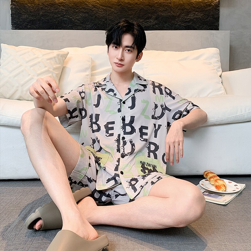 睡衣男款夏季夏天薄款冰丝短袖短裤家居服青年男式高级感大码套装