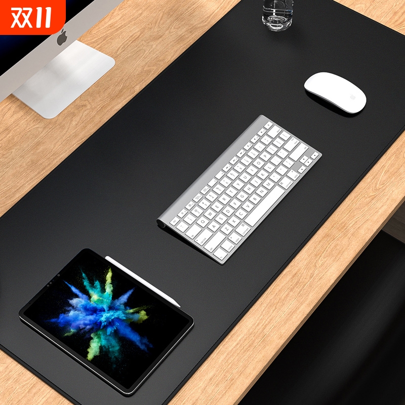 纯黑色鼠标垫超大加厚锁边大号办公男女纯黑家用书桌垫子橡胶垫
