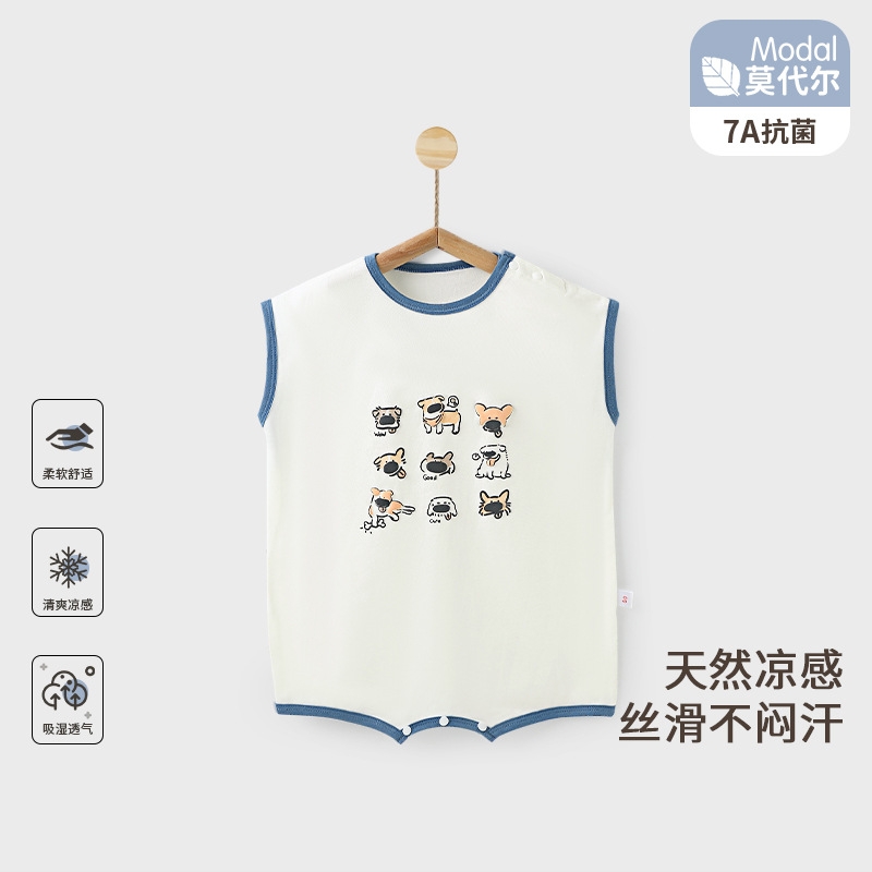 宝宝无袖包屁衣夏季薄款莫代尔婴儿夏装衣服婴幼儿三角连体衣哈衣