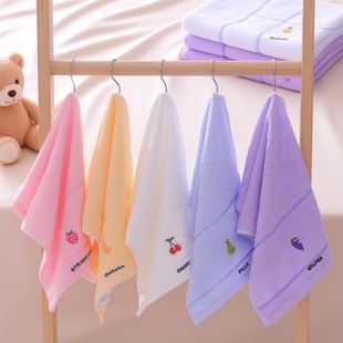 小毛巾10100%全棉毛巾儿童洗脸巾纯棉卡通手巾柔软薄款 白色粉色