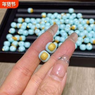 菱镁矿五条经文桶珠DIY配件文玩佛珠手串手链隔珠配饰