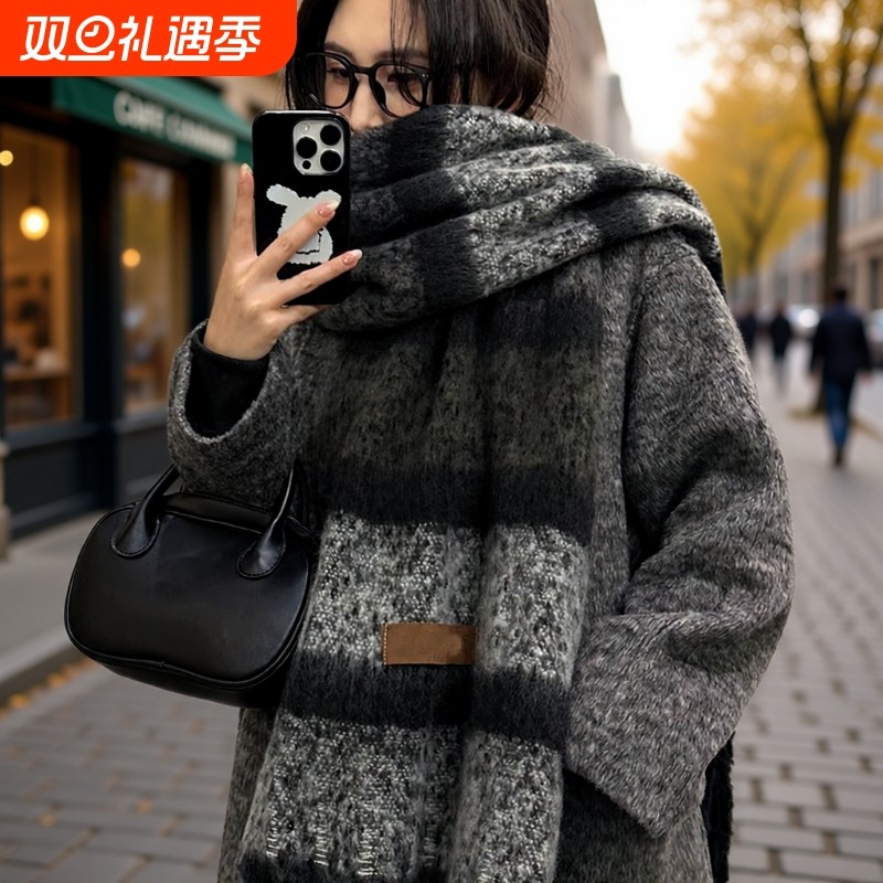 小众马海毛韩版围巾秋冬氛围感