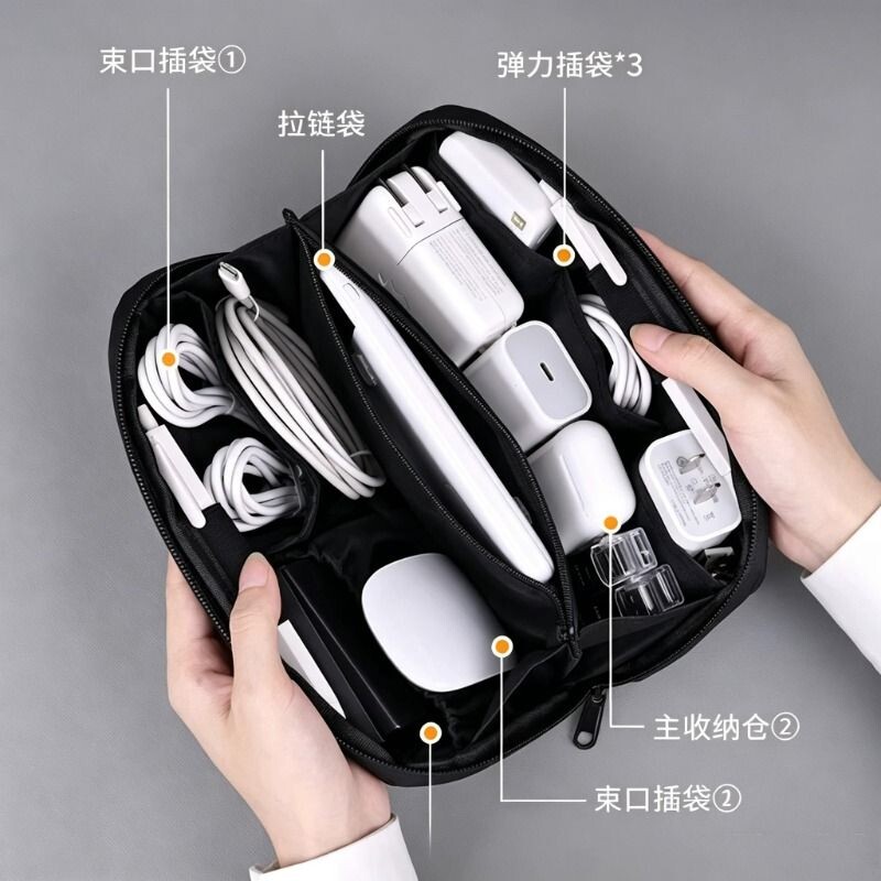 数码数据线收纳包多功能数码包电源充电头耳机充电宝保护套旅行便携随身相机包束口防水硬壳手包图片