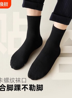 袜子男款春秋季薄款中筒袜吸汗纯色商务西装男士运动长袜防臭休闲