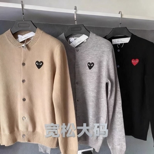 明星同款 宽松百搭外套红心春秋羊毛 川久保PLAY玲刺绣爱心毛衣大码