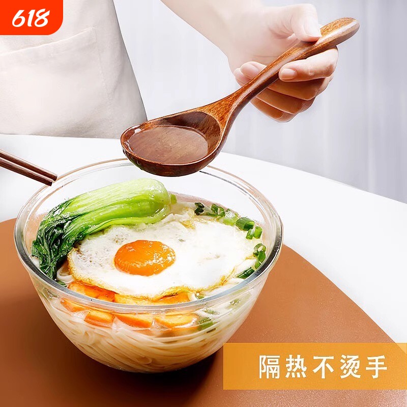 木头勺子吃饭用家用长柄大号木质勺干饭盛汤吃播嗦粉日式拉面小勺