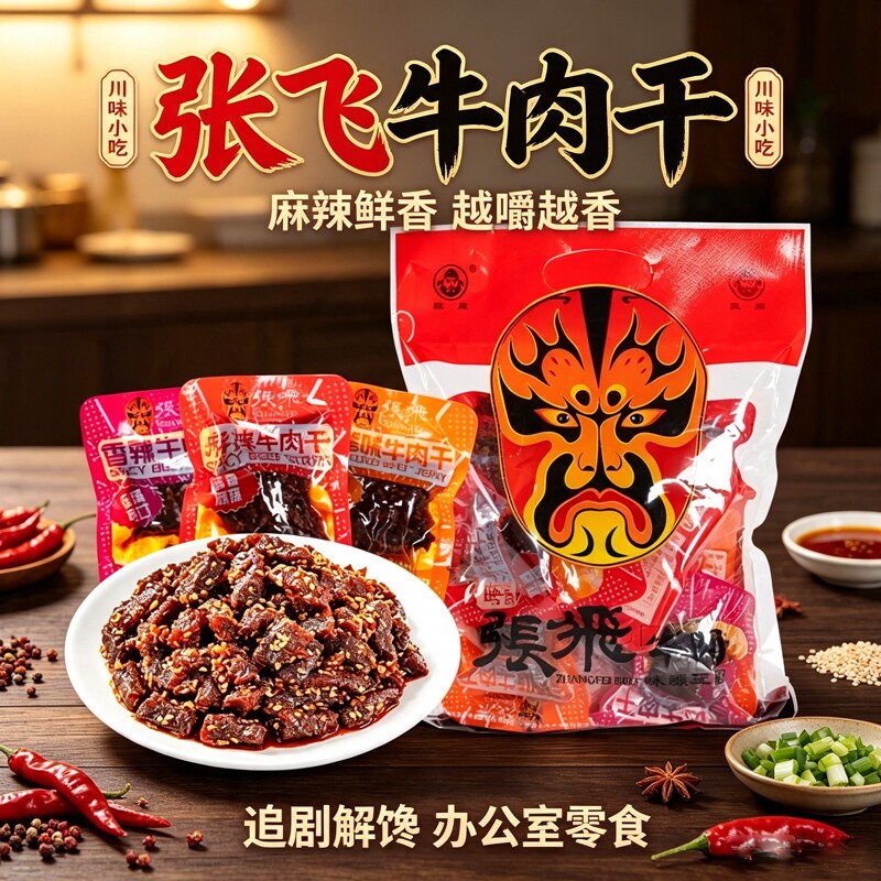 张飞麻辣牛肉干散装四川成都特产伴手礼休闲小吃解馋零食非旗舰店