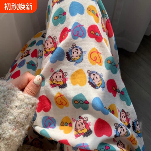 2025绵绸治睡裤女款ins风冰丝家居裤女长裤遛弯条纹印花米奇格子