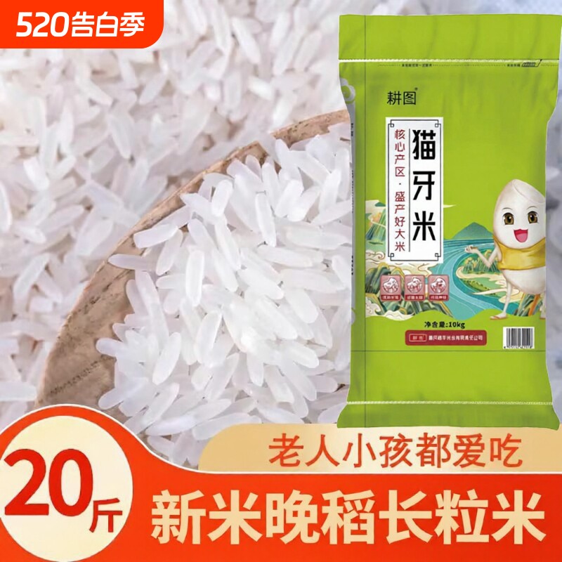 南方大米丝苗米10斤/20斤新米晚稻米猫牙香米长粒米饭袋装软糯