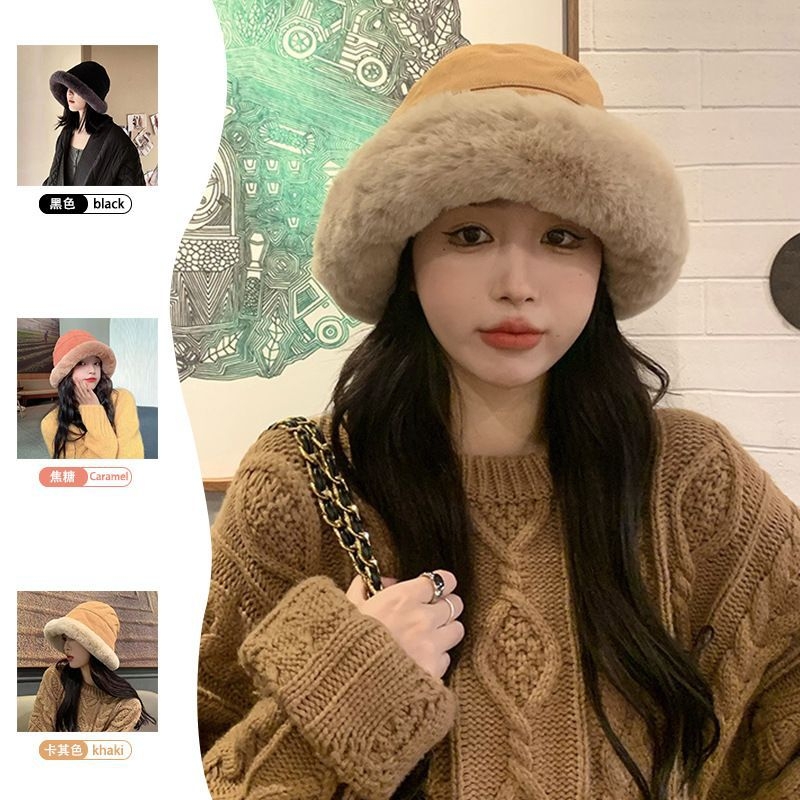 帽子女冬季新款蒙古帽民族风加厚保暖显脸小时尚休闲盆帽卡其色