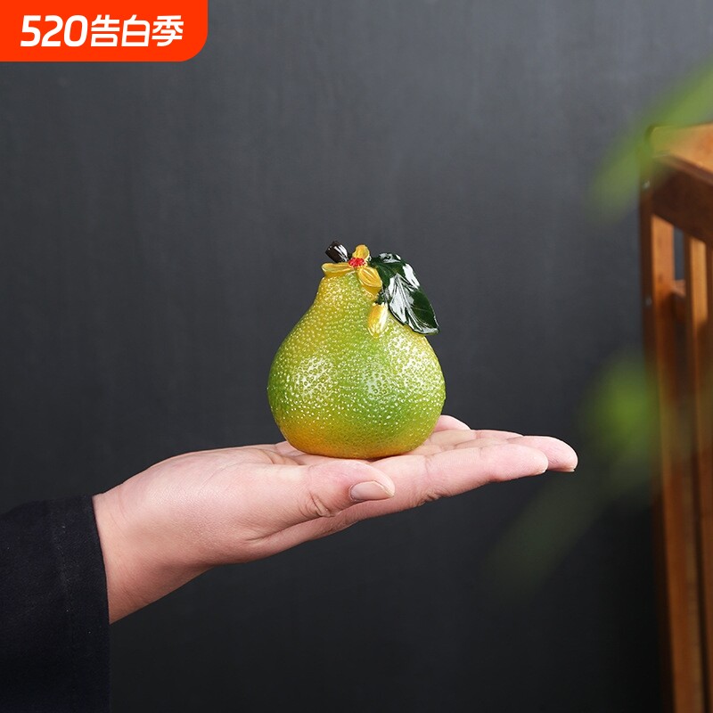 茶具茶桌茶台树脂草莓水果变色茶宠摆件柚子精品可养白菜茶玩批发