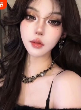 zoozmomo欧美夸张轻奢锆石项链女2025新款黑色小众高级感锁骨链潮