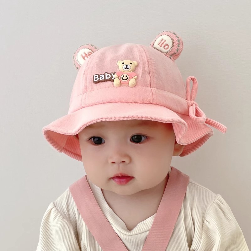 婴儿帽子春秋款遮阳宝宝渔夫帽秋冬季一岁女宝外出洋气6到12个月