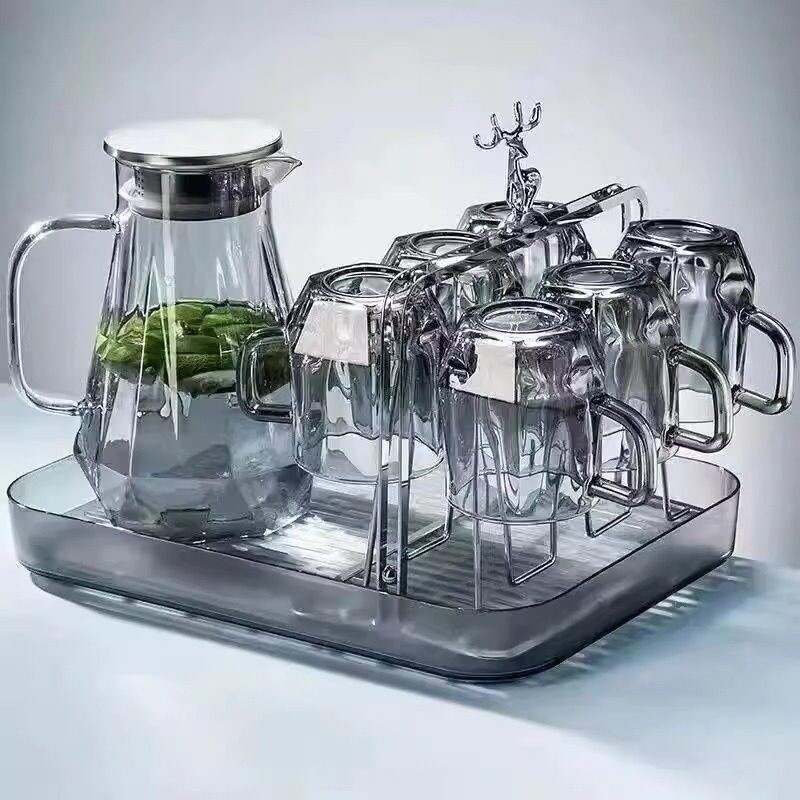 大容量冷水壶家用水杯冷水壶套装耐高温玻璃壶高颜值加厚开 水茶