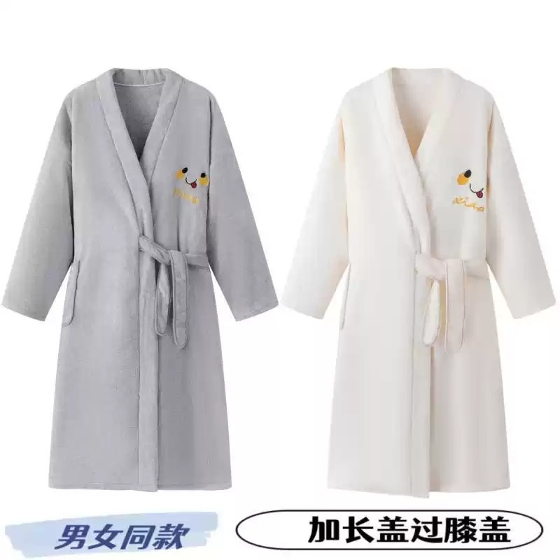 男女同款睡长袖袍秋冬情侣款浴袍珊瑚绒吸水速干不掉毛可穿式浴巾