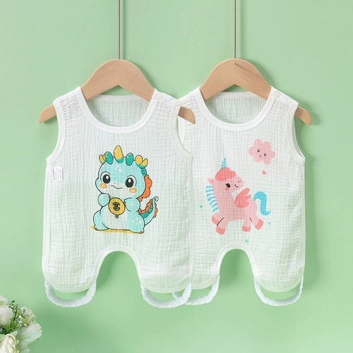 Детское летнее дудоу, тонкий хлопковый детский марлевый бандаж пупочный, майка топ для новорожденных, нагрудник