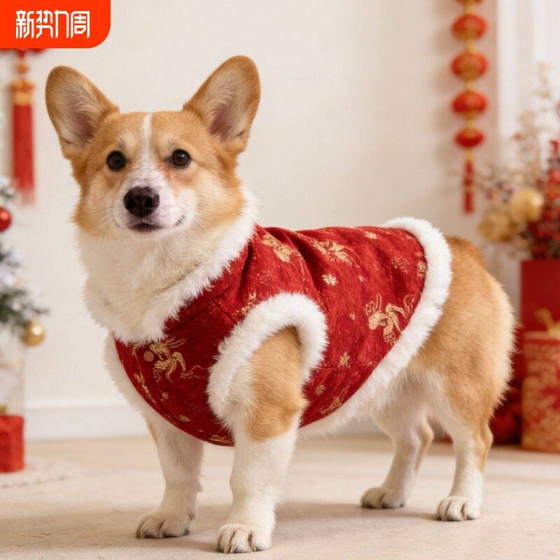 狗狗衣服冬装加厚中国风柯基犬唐装新年复古狗狗棉马甲保暖国风