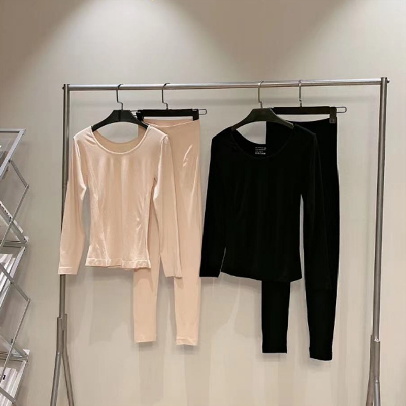 日本面膜保暖内衣女秋冬修身美肤衣秋衣秋裤套装秋145超薄肤色