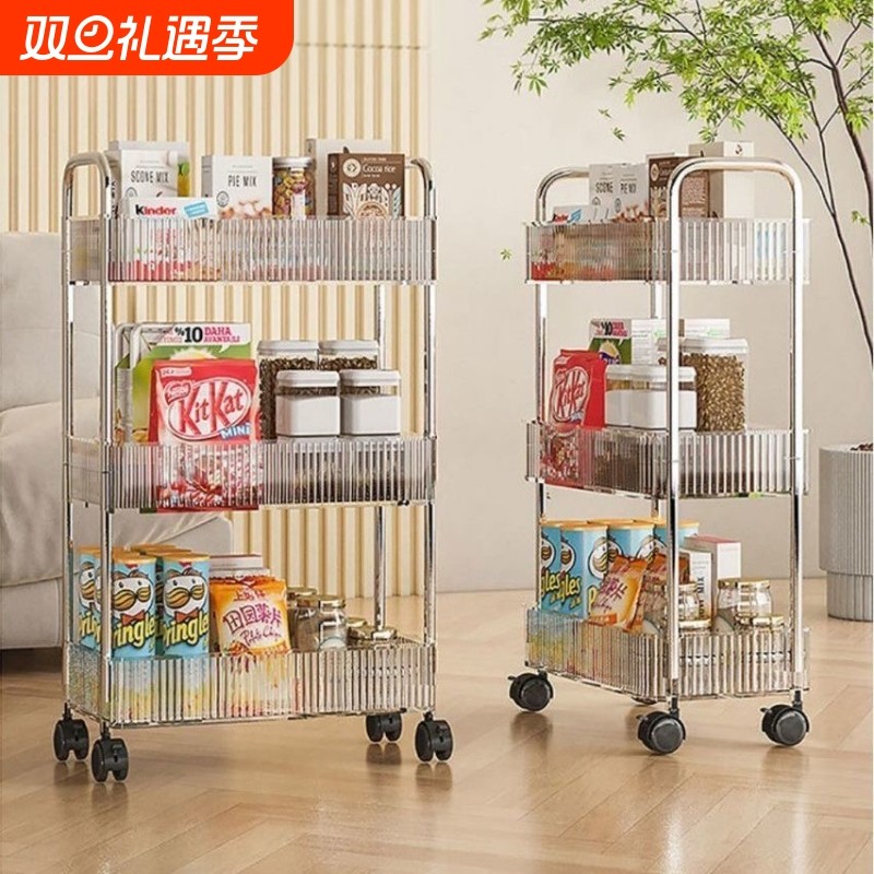 小推车置物架家用浴室厨房收纳神器书架落地多层零食架客厅储物架