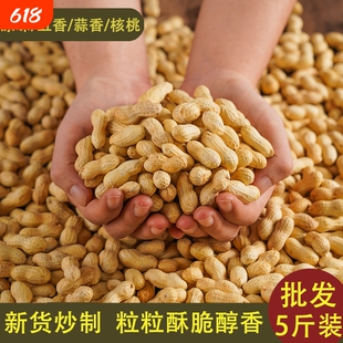 新货新炒东北红崖子红皮花生原味蒜香五香花生炒货大袋批发年货