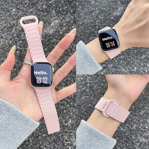 不规则斜切适用苹果手表iWatch12磁吸硅胶表带applewatchs10/9SE3