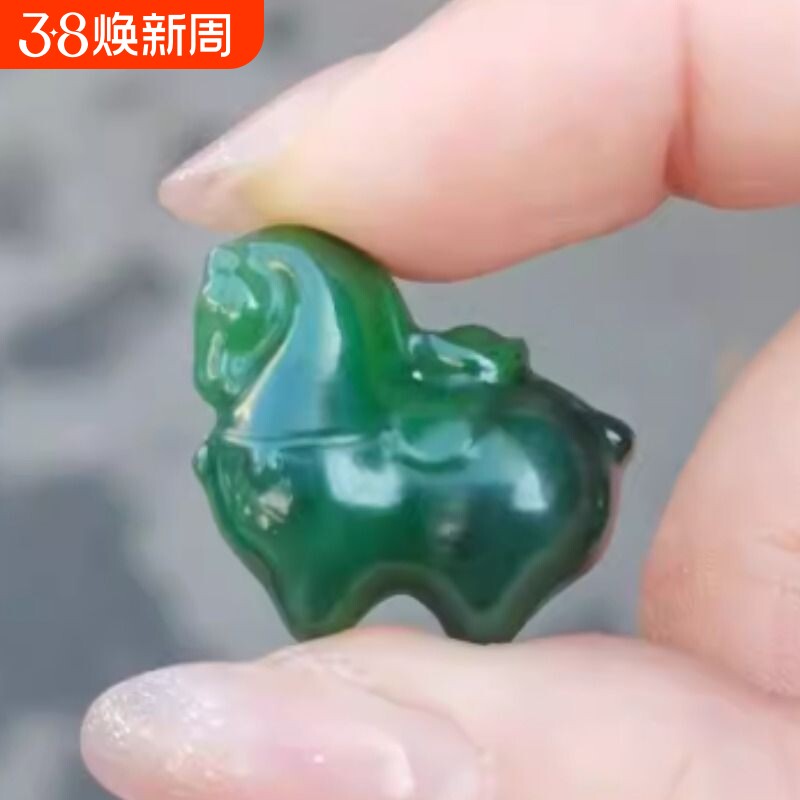 正品和田碧玉本命年礼物|觅丁原创设计《唐马》吊坠藏品级玉坠礼