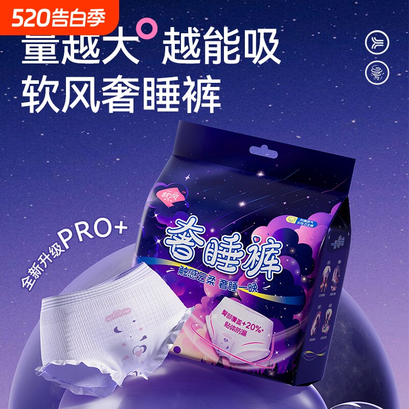 超10000人加购}软风研究社奢睡裤经期裤型卫生巾夜用安心裤防漏