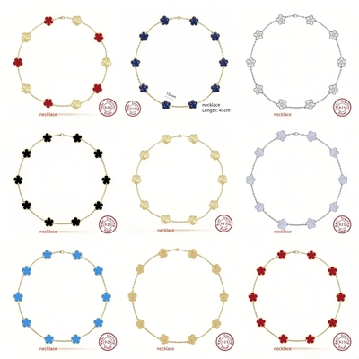 幸运五叶草十花项链玫瑰金锁双层锁骨链长款小众百搭气质毛衣链