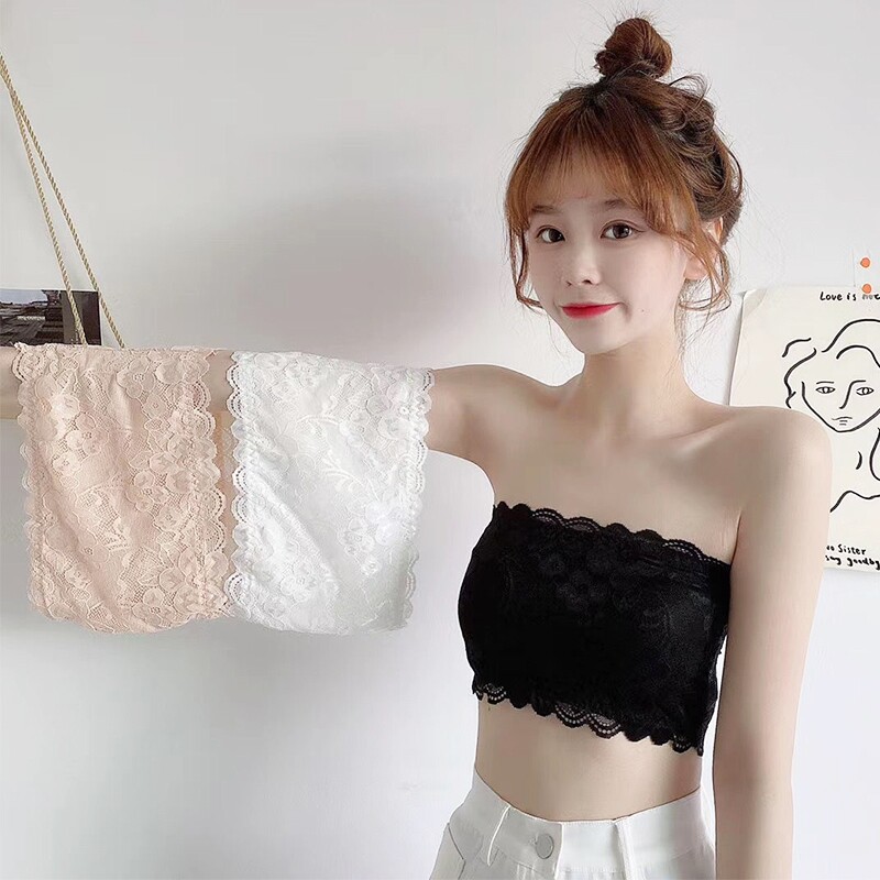 性感蕾丝文胸内搭无肩带美背女防滑防走光薄款打底镂空抹胸内衣女
