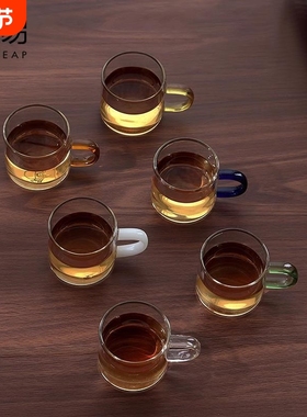 杯子/玻璃/茶/小A1pn0-耐热透明功夫茶杯带把家用加厚品茗杯迷