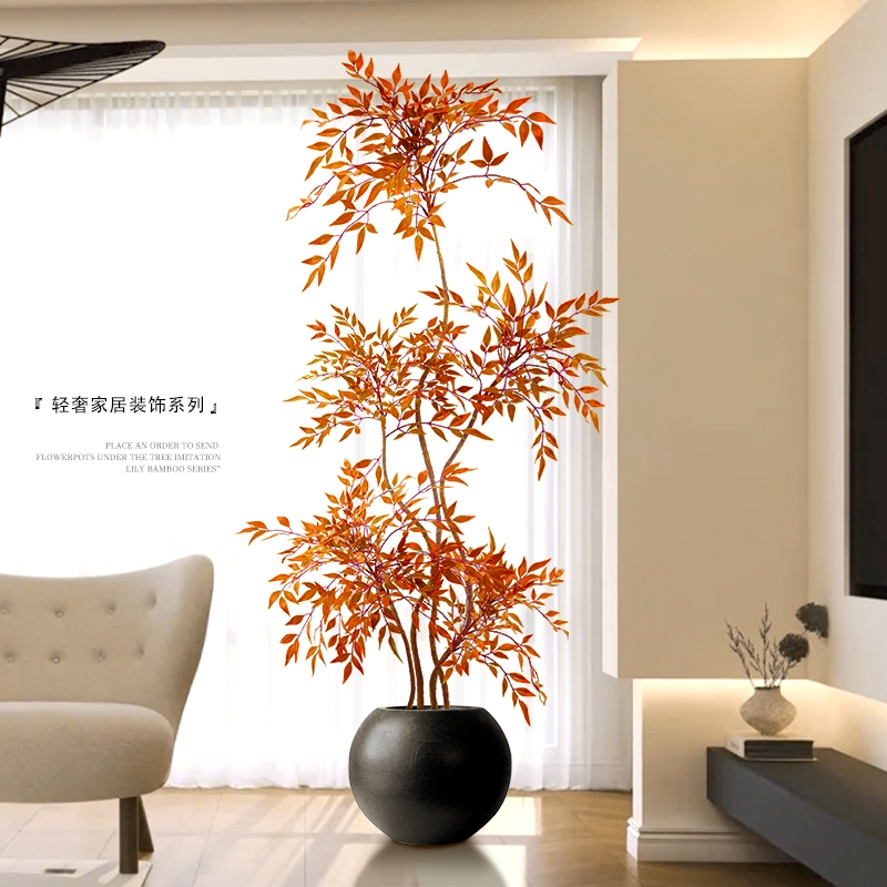 仿真植物南天竹落地盆栽室内大型仿生绿植摆件客厅轻奢装饰花假树