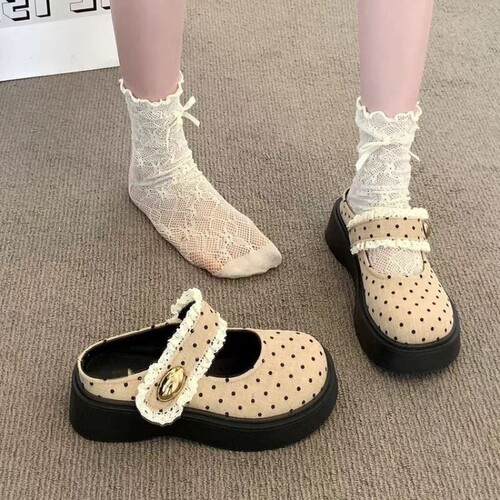 意尔康心选厚底仙女风包头半拖鞋女外穿2026秋季新款法式蕾丝玛丽