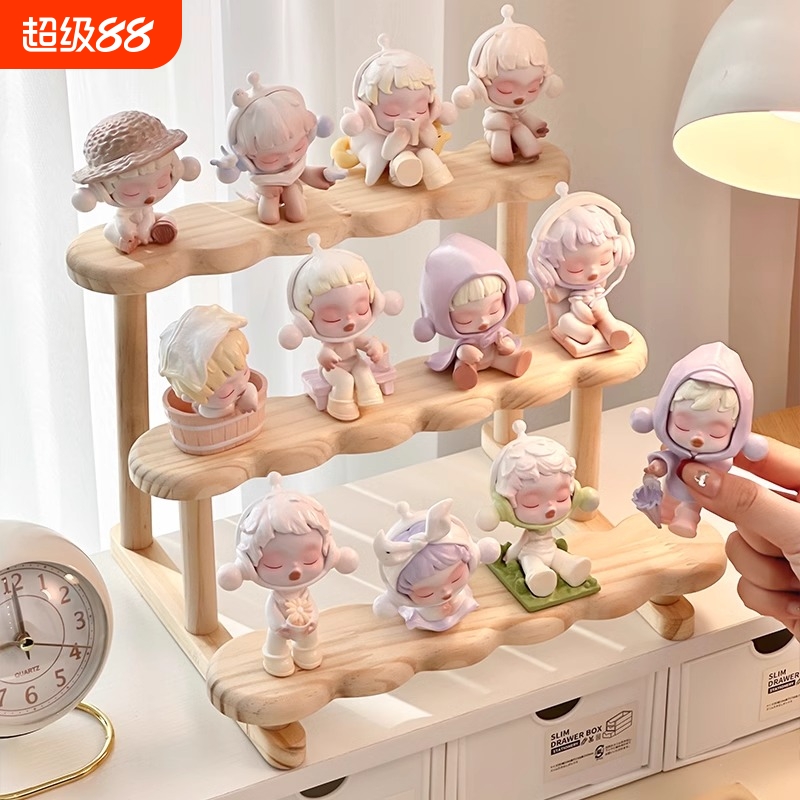 阶梯盲盒展示架收纳献瑞马特手办陈列置物架潮玩摆件台阶客厅木质