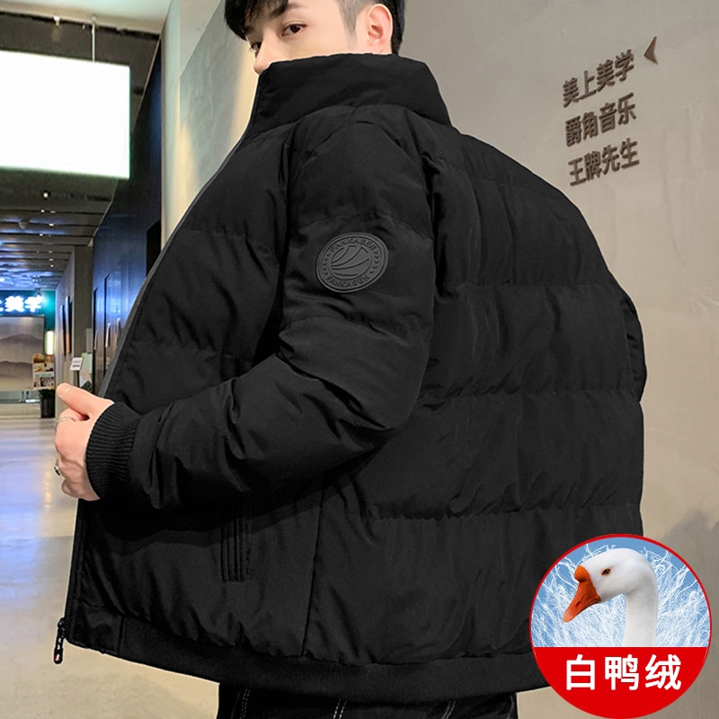 男士轻薄短款羽绒服2025新款立领外套 加厚聚酯纤维休闲风