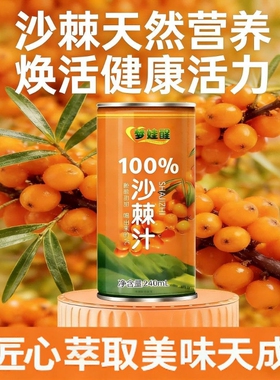 100%沙棘汁240ml*16瓶整箱酸甜解腻新鲜丰富VC沙棘原汁果汁饮料