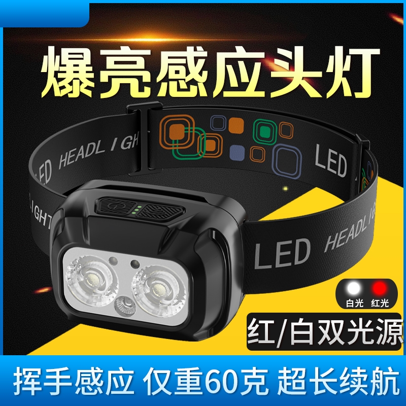 头灯超长续航头戴式强光超亮户外照明灯2025新款钓鱼专用夜钓灯