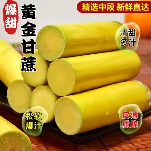 云南黄金甘蔗新鲜脆甜热带水果当季黄皮甘蔗正宗特产9斤多汁脆甜