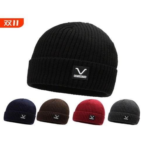 男士羊毛混纺帽子男款冬季保暖加绒加厚毛线帽针织帽冬天新款骑行