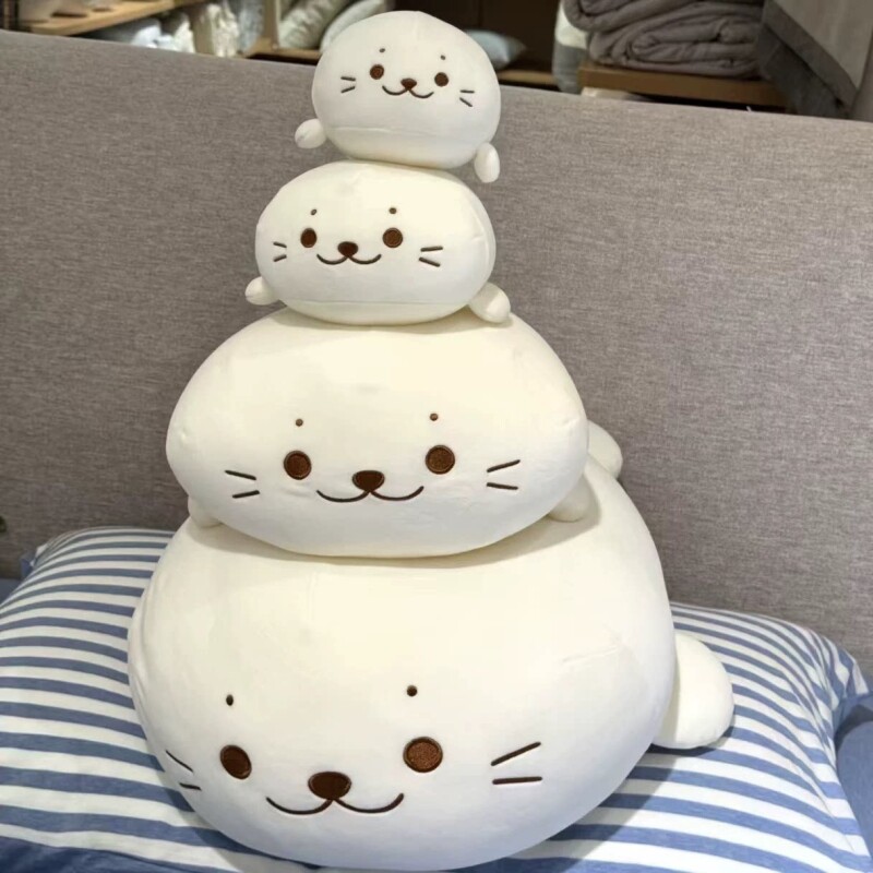 海豹奶油抱枕玩偶毛绒图片