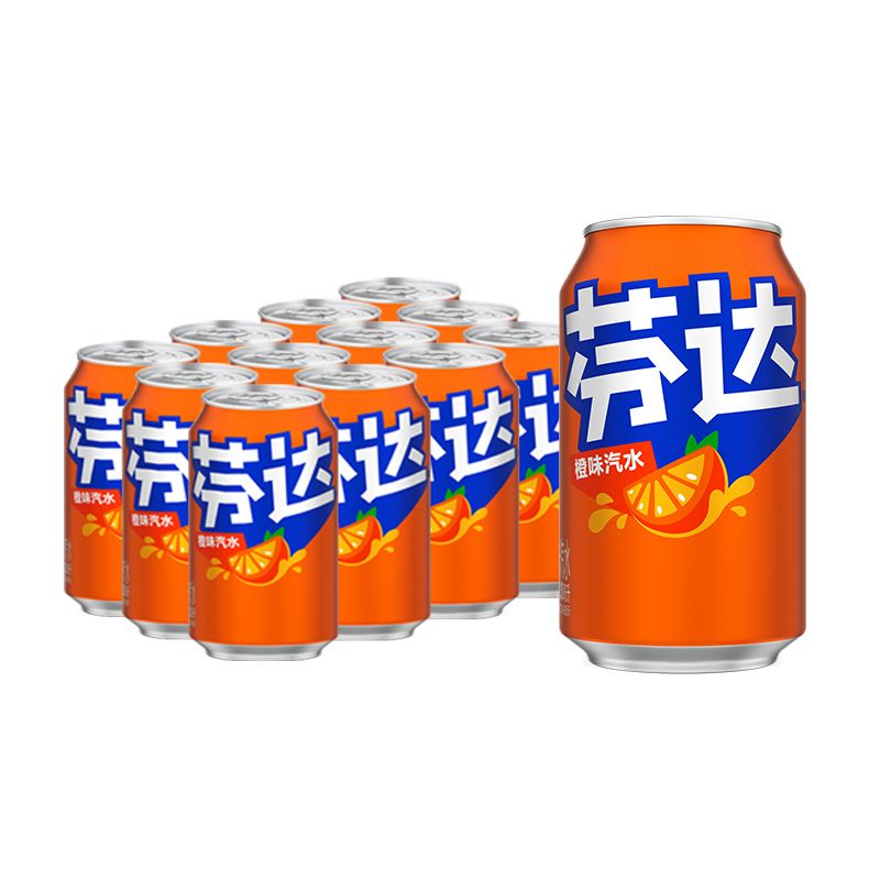 可口可乐经典芬达橙味汽水330ml网红听装碳酸饮料怀旧批发罐装