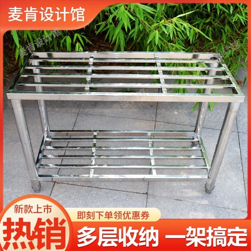 cc超强承重不锈钢置物架花架子小推车带轮移动鱼缸架底座庭院盆景