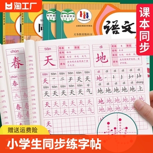 同步点阵练字帖上册下册每日一练笔画笔顺练语文生字同步描红专用练习册写字硬笔书法练字本楷书 2024新版 一年级二年级小学生人教版