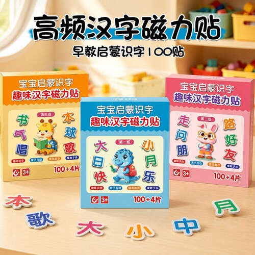 高频汉字磁力亲自互动拼图100片核心磁吸识字卡片宝宝启蒙组词字