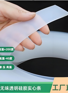 硅胶密封条耐高温耐磨透明玻璃栈道封口机橡胶垫胶皮实心防水胶条