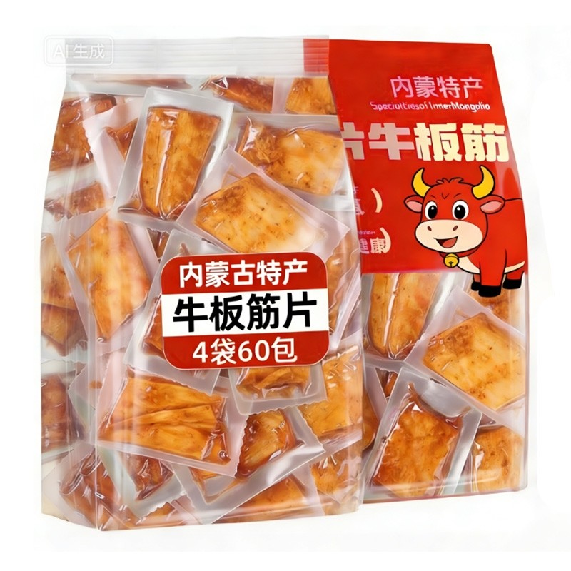 内蒙古大片牛板筋小包装正宗小吃解馋年货休闲牛肉蹄筋零食品即食