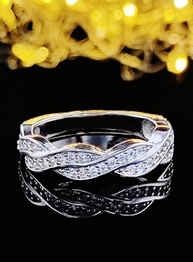 冷淡风925银小半排钻戒指